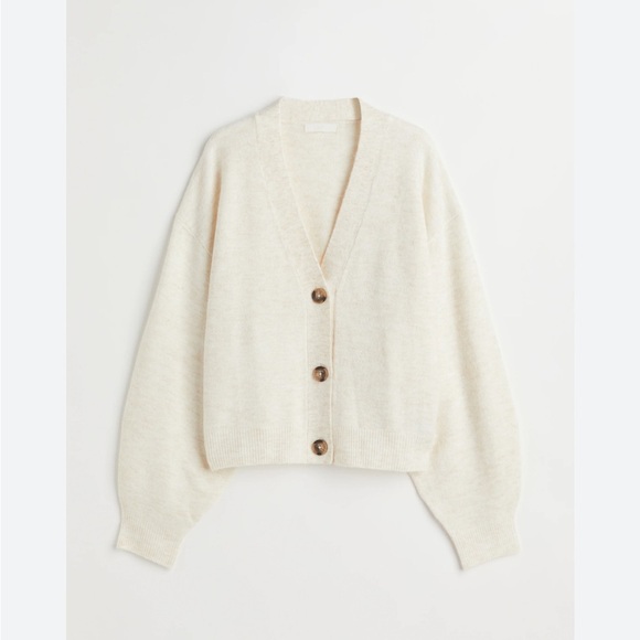 H&M Cardigan V Neck Sweater size small white - Picture 1 of 6